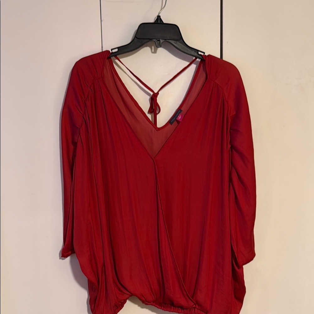 Vince Camuto Red 3/4 Sleeve Relaxed Blouse